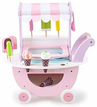 Ice Cream Sweet Cart Wooden Play Shop Toys Scoop and Learn Ice Cream Cart