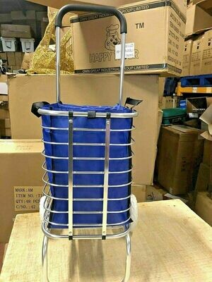 Aluminum Alloy Foldable Shopping Trolley Folding Portable Lightweight with A Bag