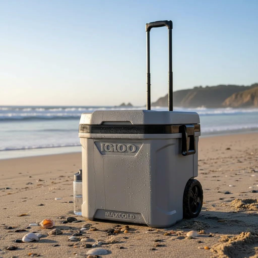 IGLOO MaxCold 58 Litre (62 US QT) Roller Cool Box – 98 Can Capacity