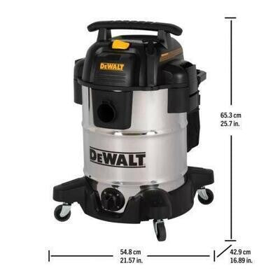DEWALT Stainless Steel Wet & Dry Vacuum Cleaner 38 Litre with 2.1m Hose”