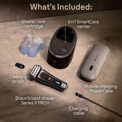 Braun Series 9 Pro+ Shaver with Cleaning, Charging Station Power Case 9575cc