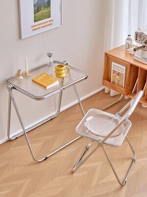 Suprills Clear Folding Away Table Computer Desk, Foldable Table for Home Office