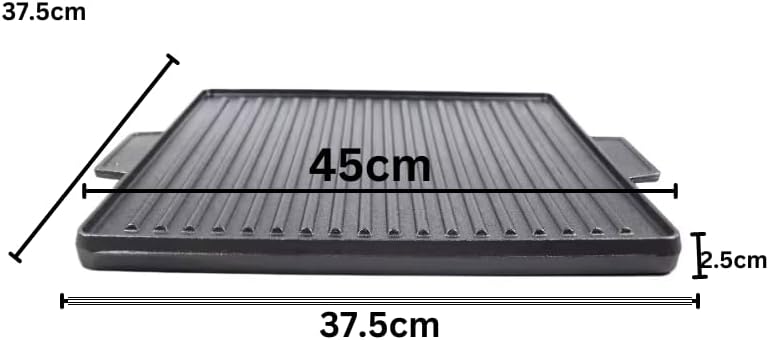 Cast Iron BBQ Griddle 37.5 x 37.5cm – Heavy Duty Double-Sided Reversible Grill Plate
