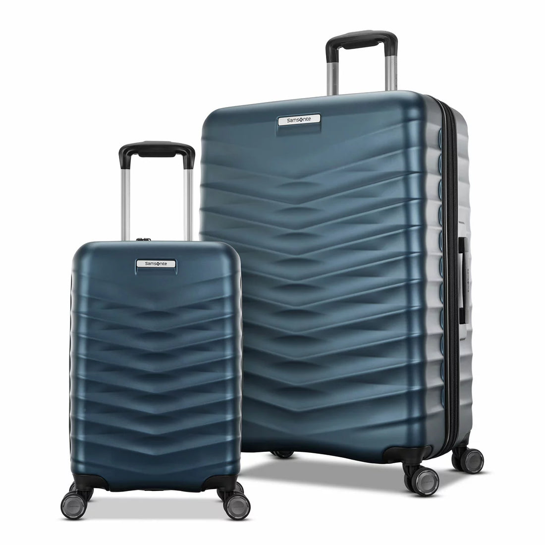 Samsonite Precision DLX 2 Piece Hardside Expandable Spinner Luggage Set In Black and Blue