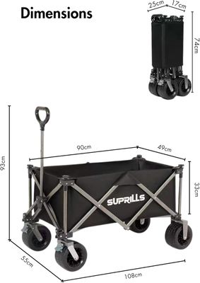Folding Trolley 160L, Camping Garden Beach Trolley with Table Top 120kg weight