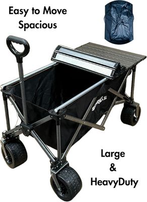 Folding Trolley 160L, Camping Garden Beach Trolley with Table Top 120kg weight