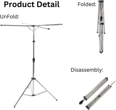 Folding Clothes Airer Adjustable Portable 4 ARM Dryer Rail Hanger