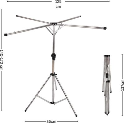 Folding Clothes Airer Adjustable Portable 4 ARM Dryer Rail Hanger