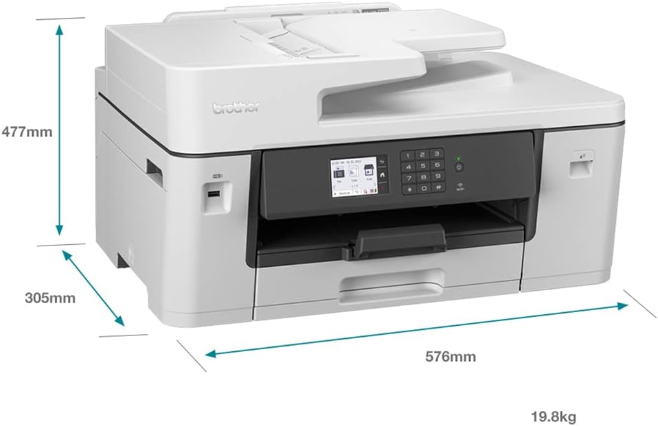 Brother MFC-J6540DWE Wireless Colour Inkjet Printer – A3/A4 4-in-1 with EcoPro Subscription (UK Plug)