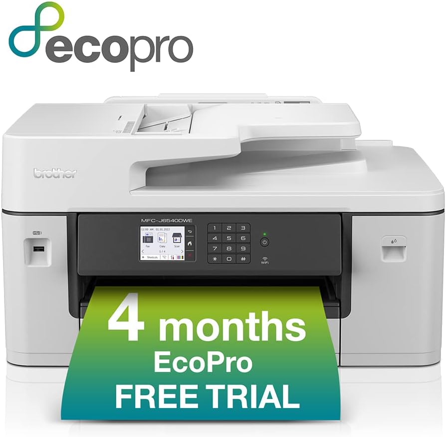 Brother MFC-J6540DWE Wireless Colour Inkjet Printer – A3/A4 4-in-1 with EcoPro Subscription (UK Plug)