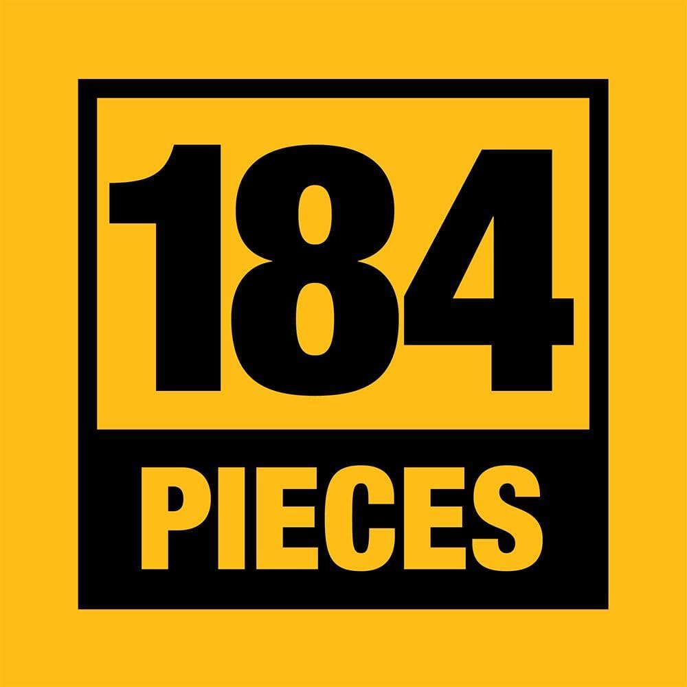 DEWALT DWMT45184 Drive Socket Set – 184 Piece Mechanics Tool Kit (Black Chrome)