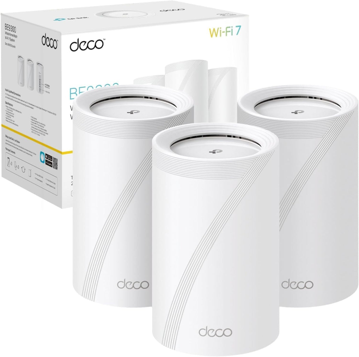TP-Link Deco BE65 (3-Pack) BE9300 Tri-Band WiFi 7 Mesh System – 9.3Gbps, 2.5G Ports