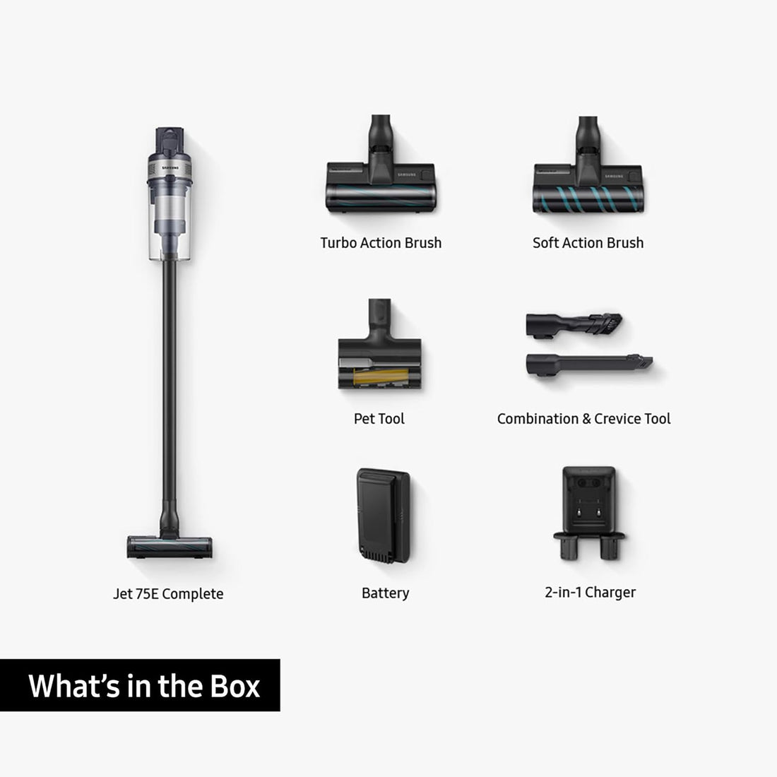 Samsung Jet 75E Complete 200W Cordless Stick Vacuum Cleaner with Pet Tool – VS20B75ACR5/EU (Teal Silver)