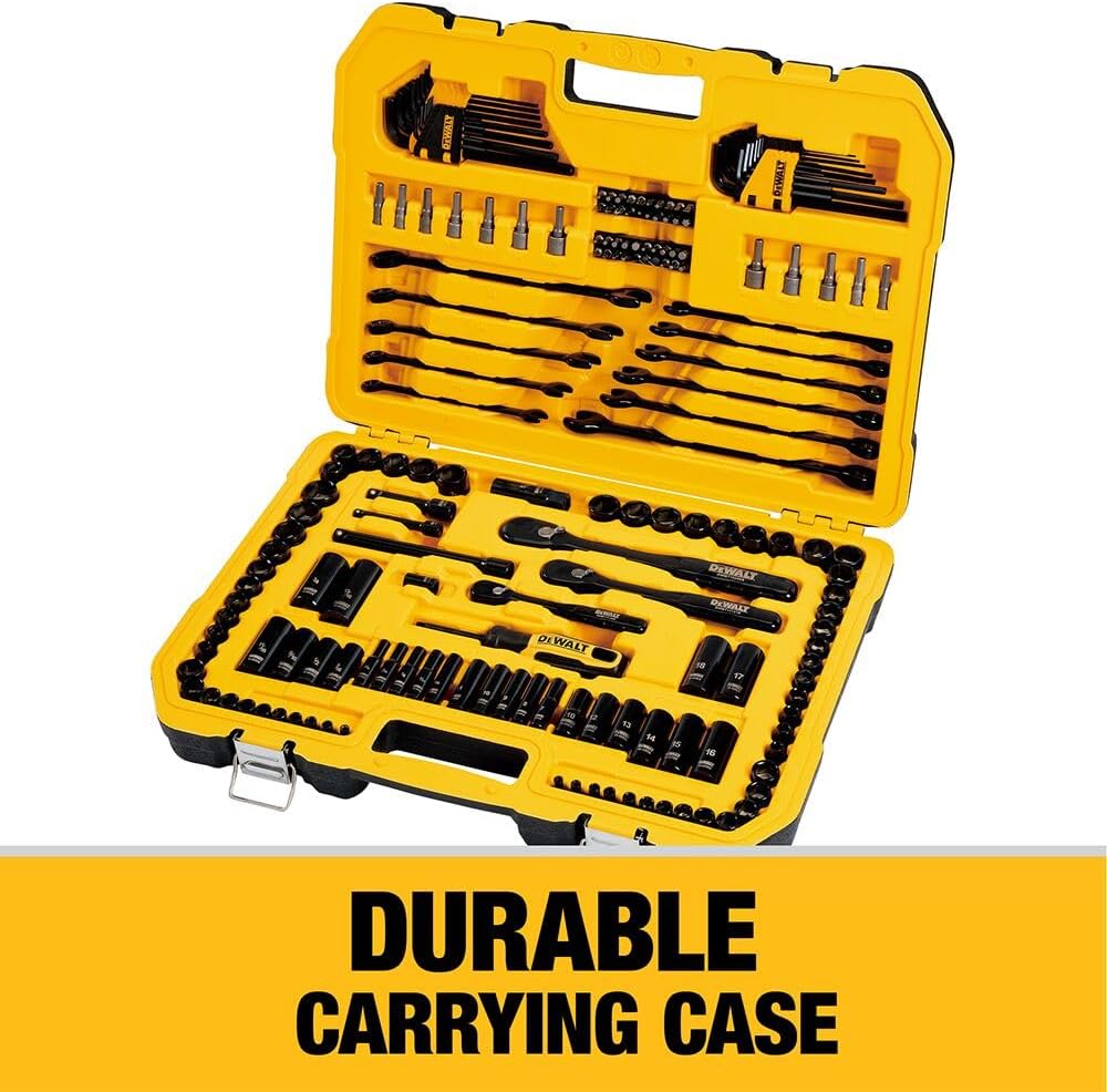 DEWALT DWMT45184 Drive Socket Set – 184 Piece Mechanics Tool Kit (Black Chrome)