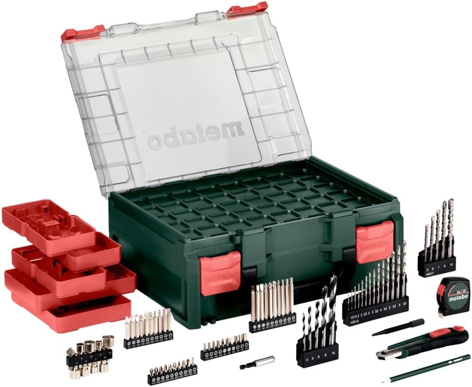 Metabo SB 18 L Combi Drill Kit – 18V Hammer Drill with 2 x 2.0Ah Batteries & 78-Piece Accessory Set (614053940)