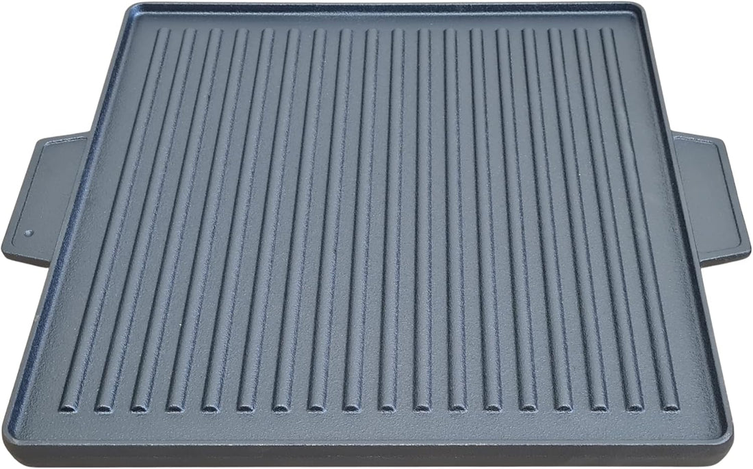 Cast Iron BBQ Griddle 37.5 x 37.5cm – Heavy Duty Double-Sided Reversible Grill Plate