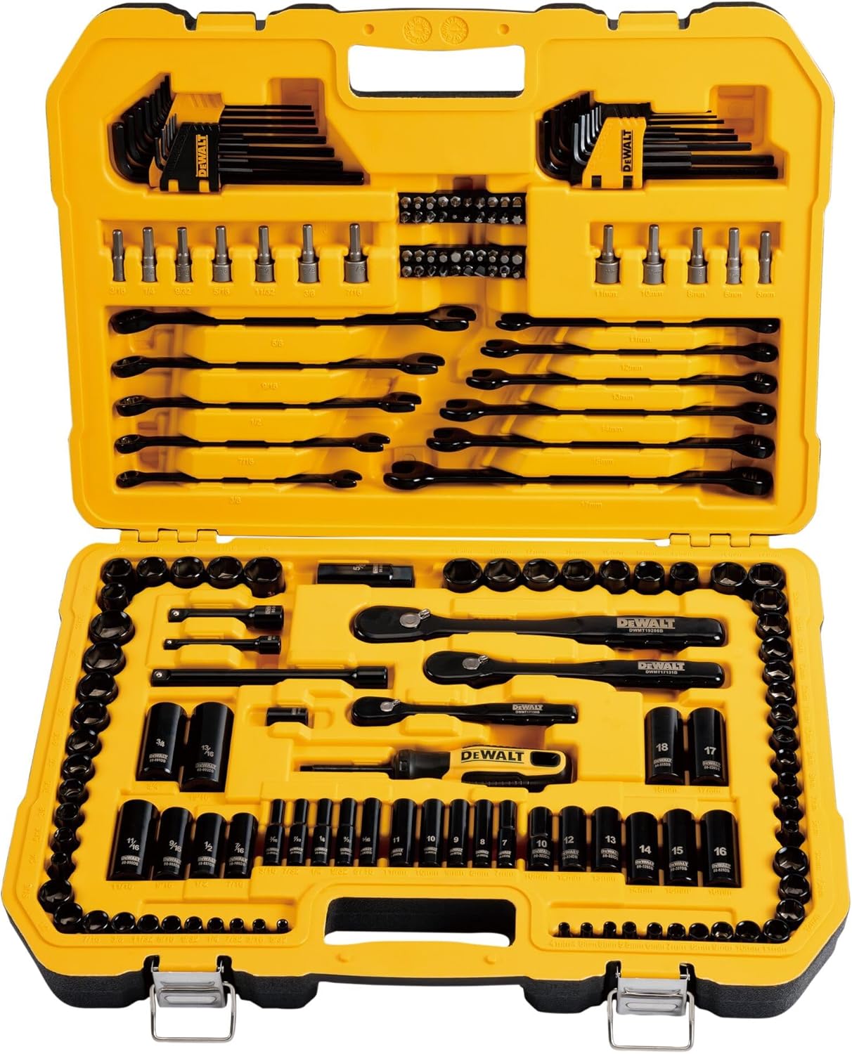 DEWALT DWMT45184 Drive Socket Set – 184 Piece Mechanics Tool Kit (Black Chrome)