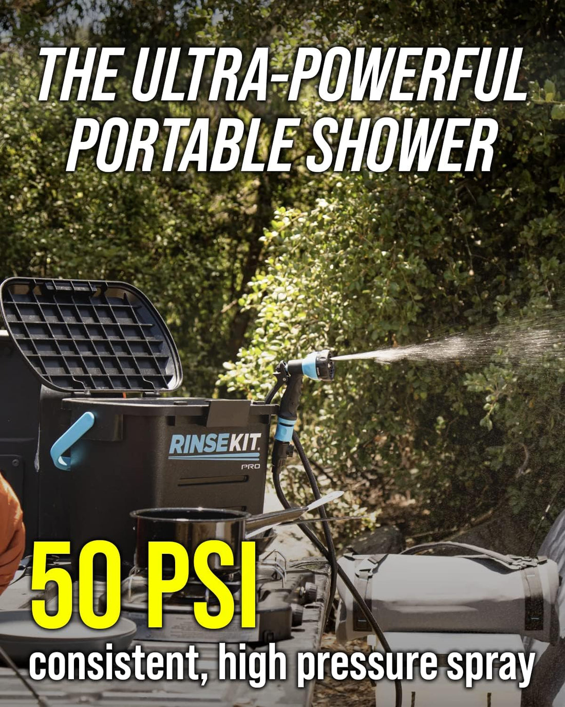 RinseKit PRO 3.5 Gallon Portable Shower – High-Pressure Battery Powered Outdoor Shower
