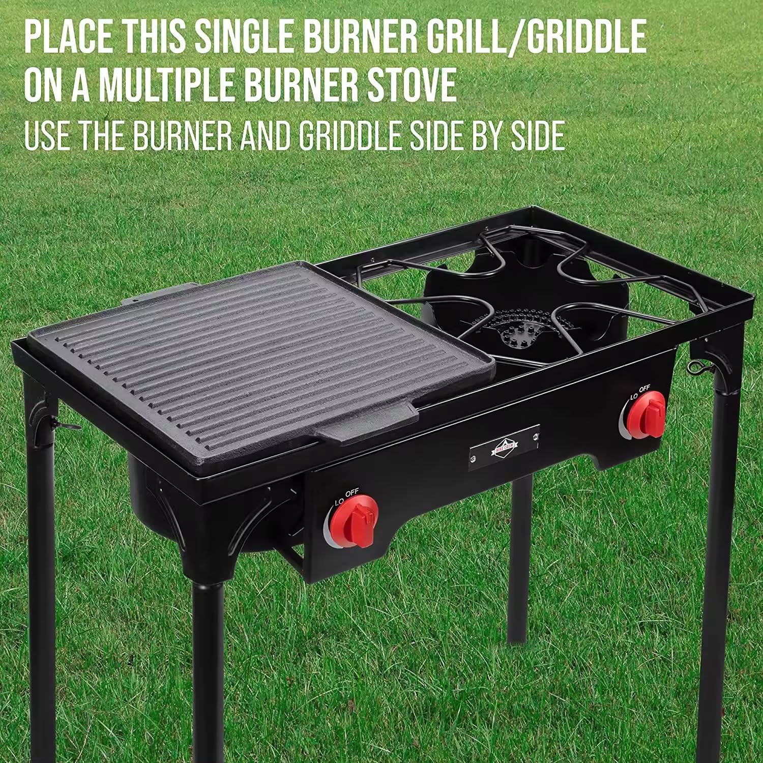 Cast Iron BBQ Griddle 37.5 x 37.5cm – Heavy Duty Double-Sided Reversible Grill Plate