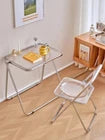 Suprills Clear Folding Away Table Computer Desk, Foldable Table for Home Office