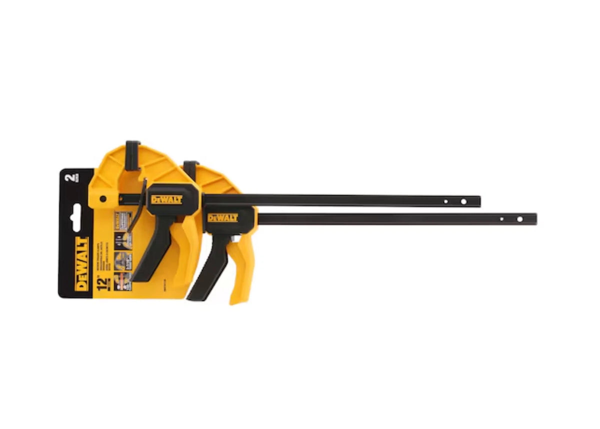 DeWalt 300mm 30cm 12" Black One-Handed Medium Trigger Clamp 2 Pack DWHT0-83158