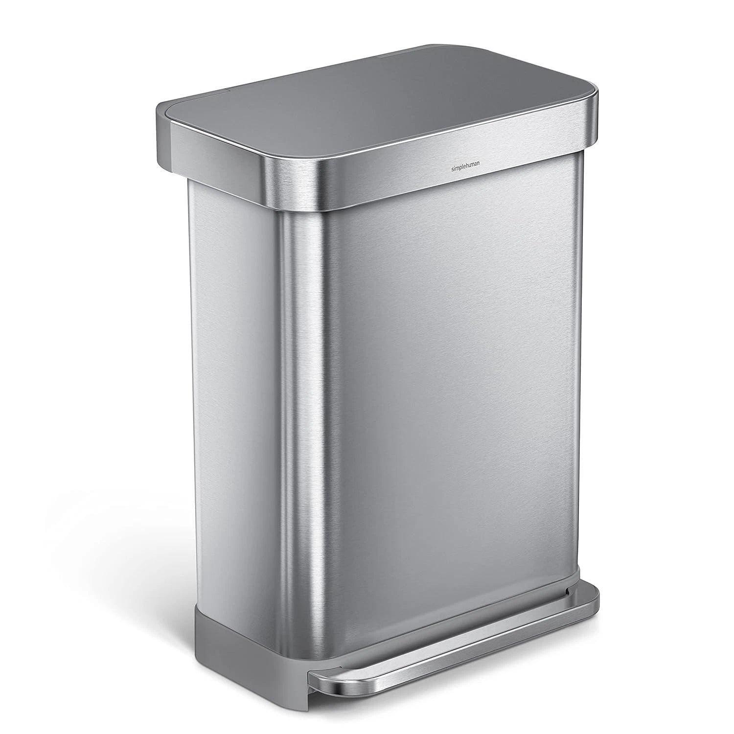 Simplehuman CW2086 55L Rectangular Kitchen Pedal Bin with Liner Pocket Stainless