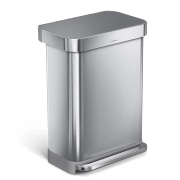 Simplehuman CW2086 55L Rectangular Kitchen Pedal Bin with Liner Pocket Stainless