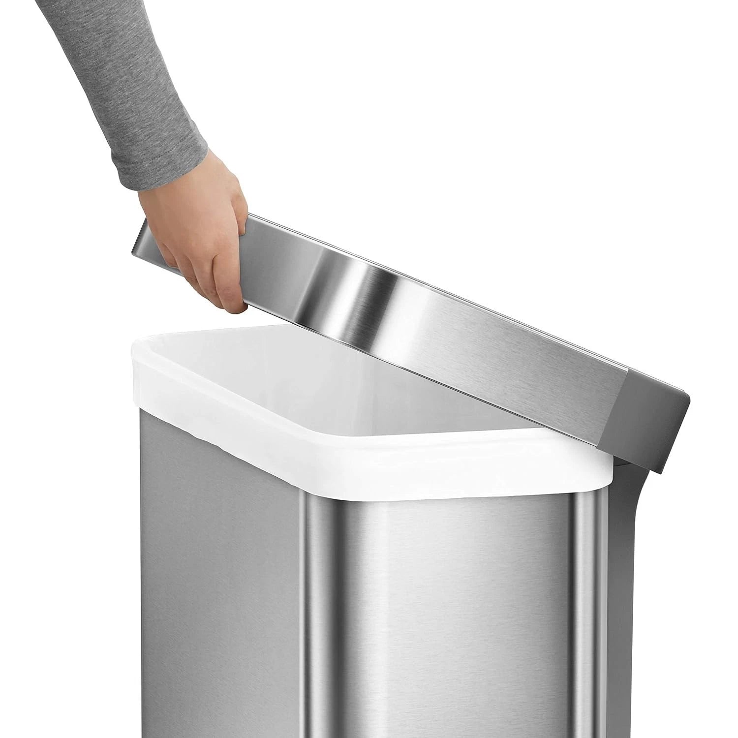 Simplehuman CW2086 55L Rectangular Kitchen Pedal Bin with Liner Pocket Stainless