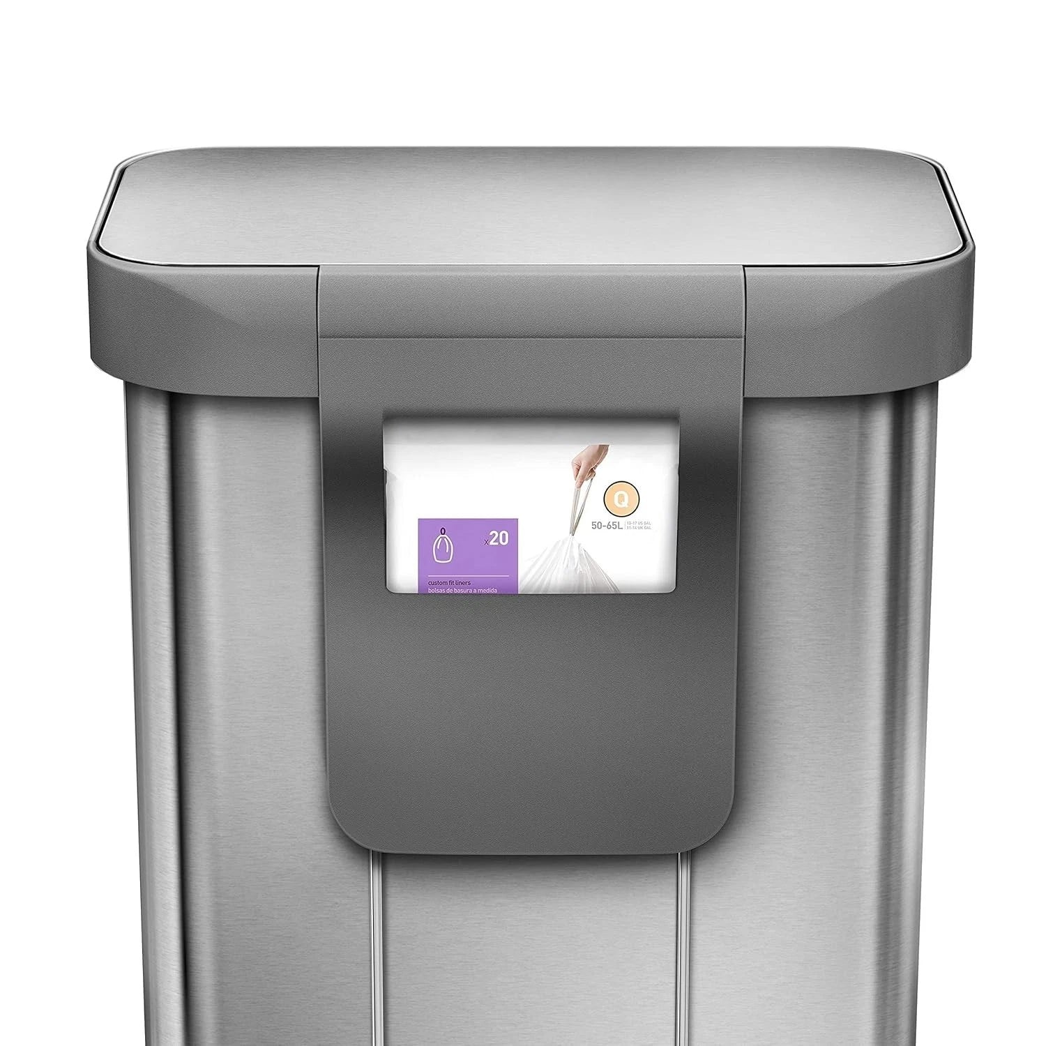 Simplehuman CW2086 55L Rectangular Kitchen Pedal Bin with Liner Pocket Stainless