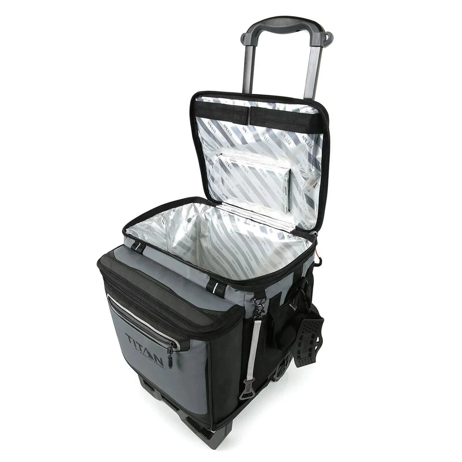 Titan 22.5 Litre 60-Can Wheeled Cooler with All-Terrain Cart – Grey
