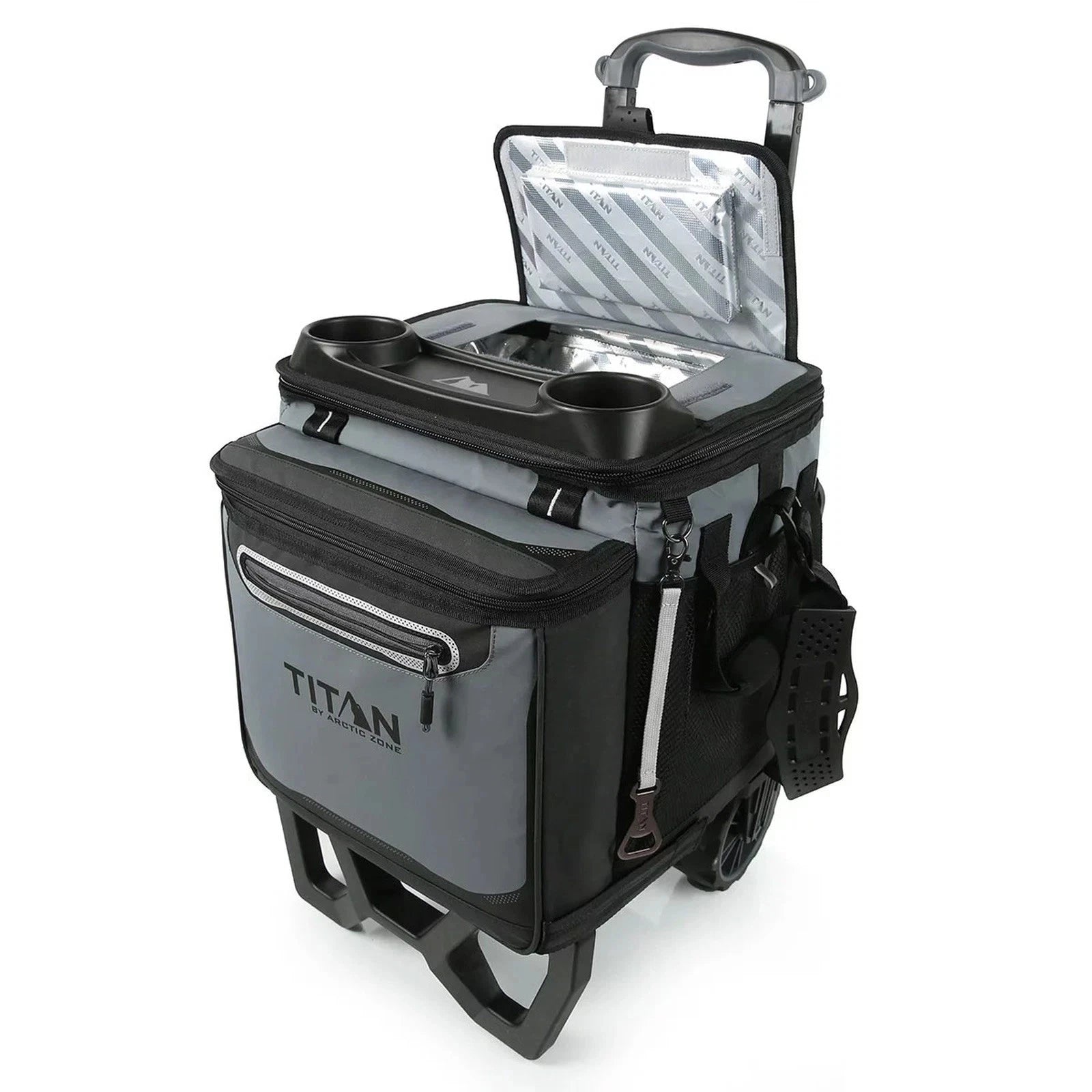 Titan 22.5 Litre 60-Can Wheeled Cooler with All-Terrain Cart – Grey