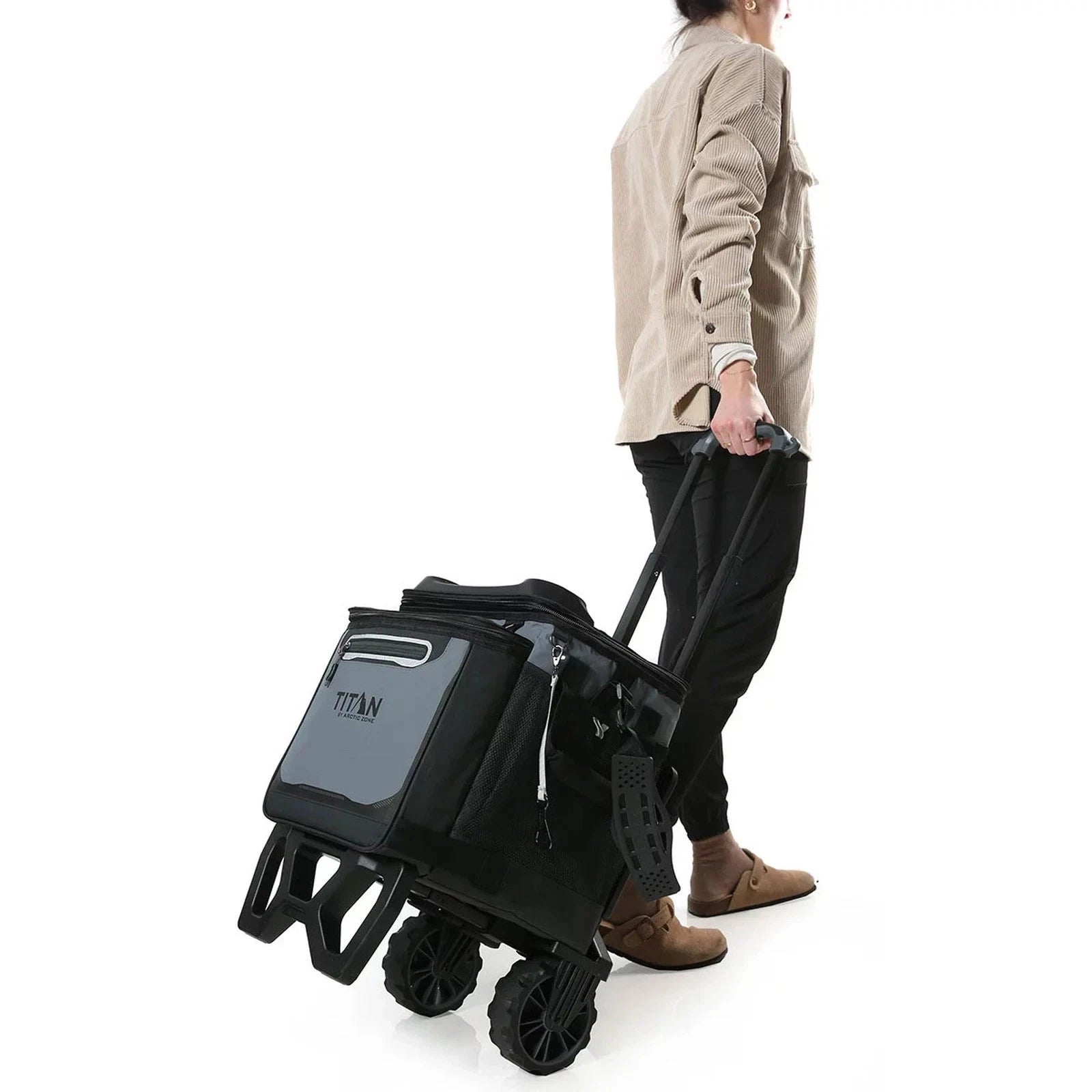 Titan 22.5 Litre 60-Can Wheeled Cooler with All-Terrain Cart – Grey