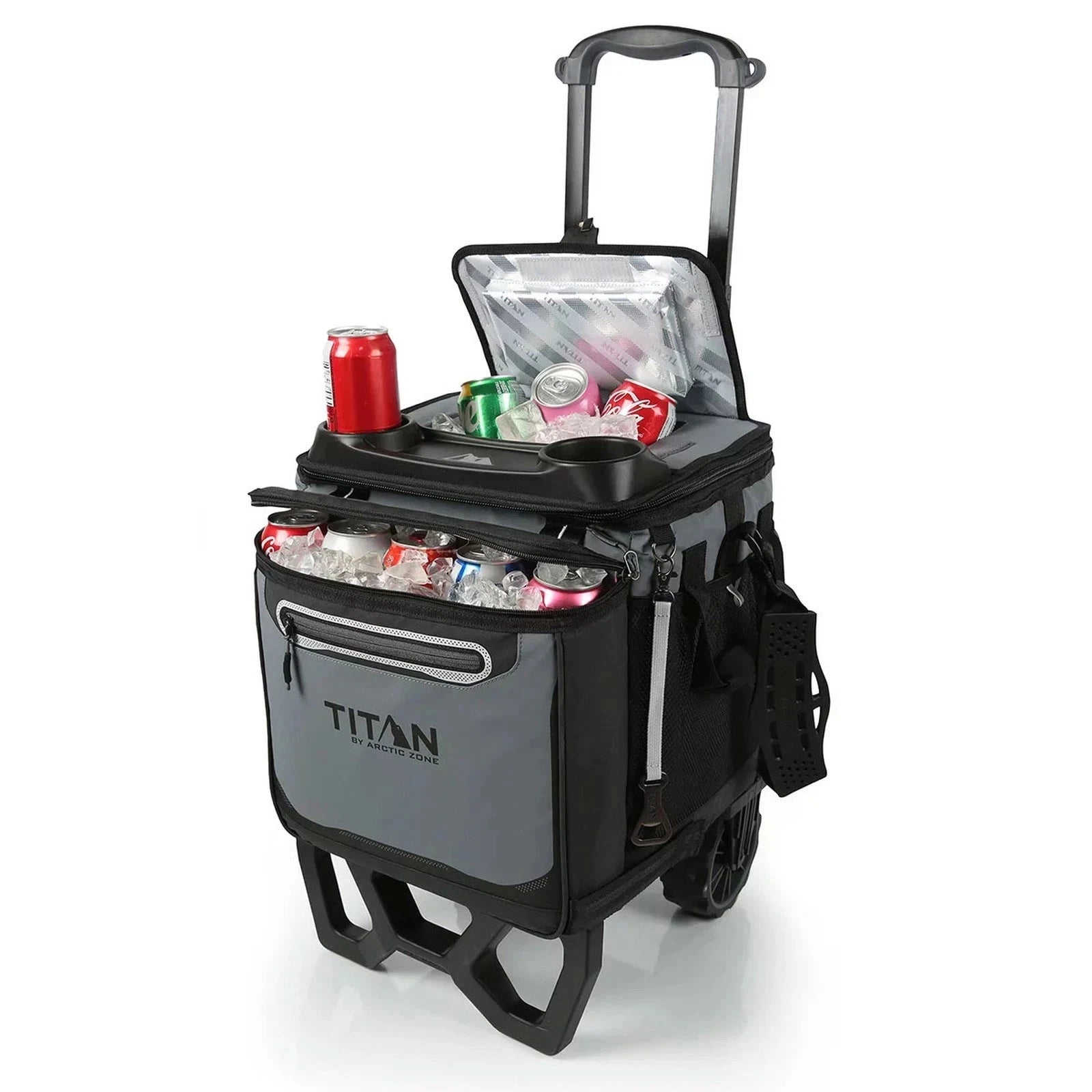Titan 22.5 Litre 60-Can Wheeled Cooler with All-Terrain Cart – Grey