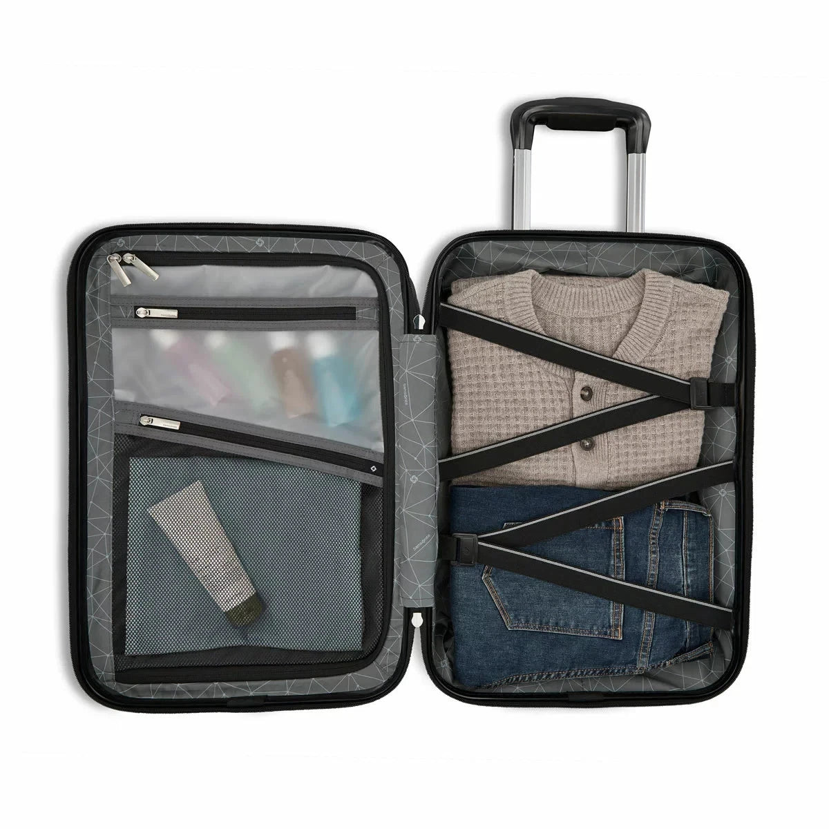Samsonite Precision DLX 2 Piece Hardside Expandable Spinner Luggage Set In Black and Blue