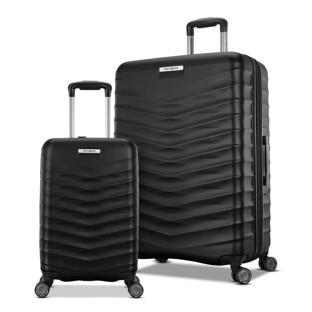 Samsonite Precision DLX 2 Piece Hardside Expandable Spinner Luggage Set In Black and Blue